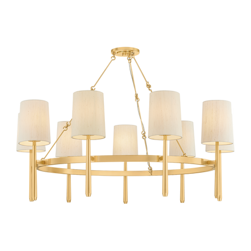 Aged Brass Silk Shade Ring Chandelier