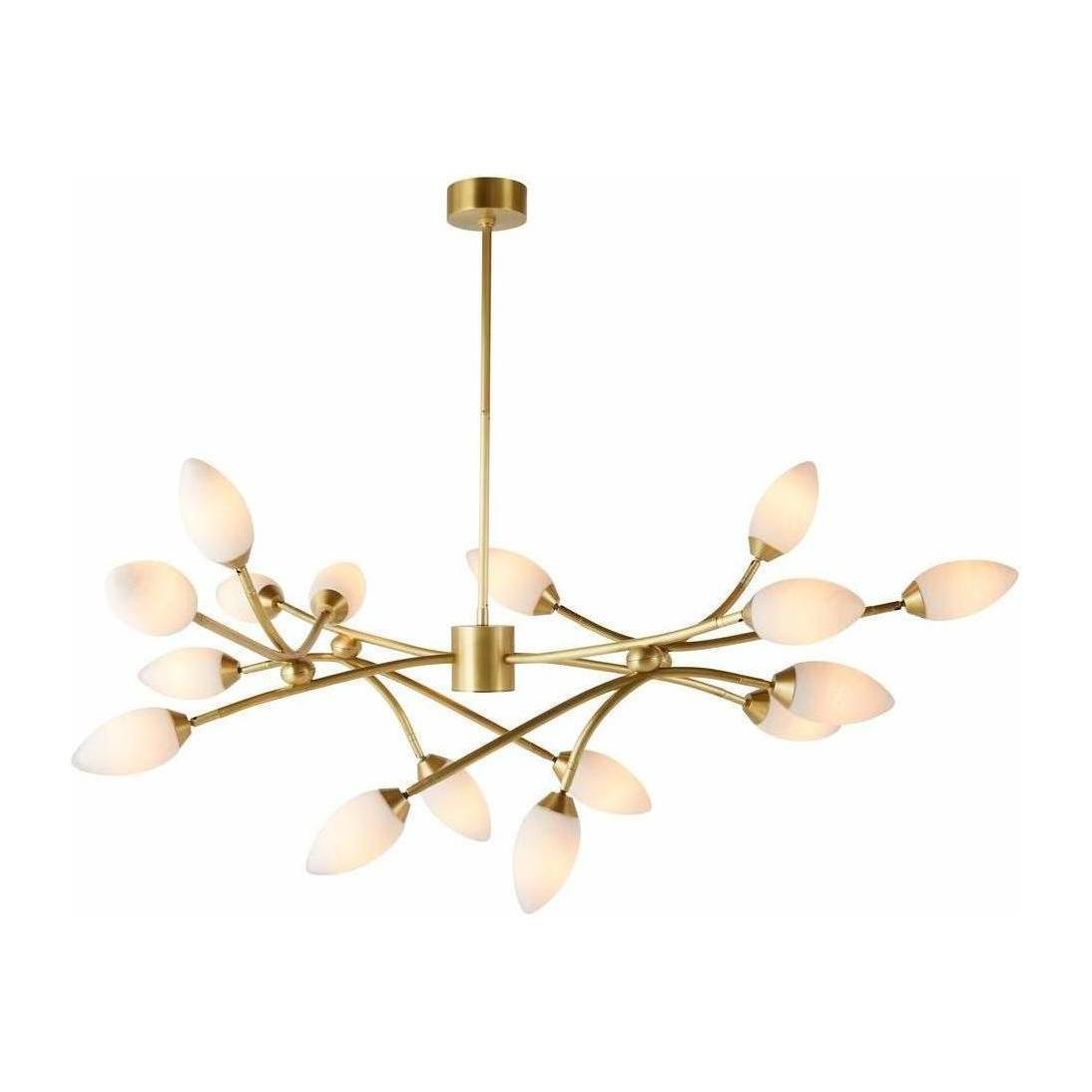 Antique Brass Botanical Swirl Glass Chandelier