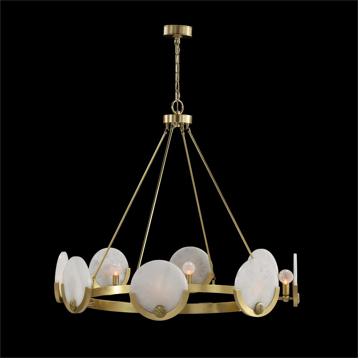 Brushed Brass Alabaster Floral Chandelier