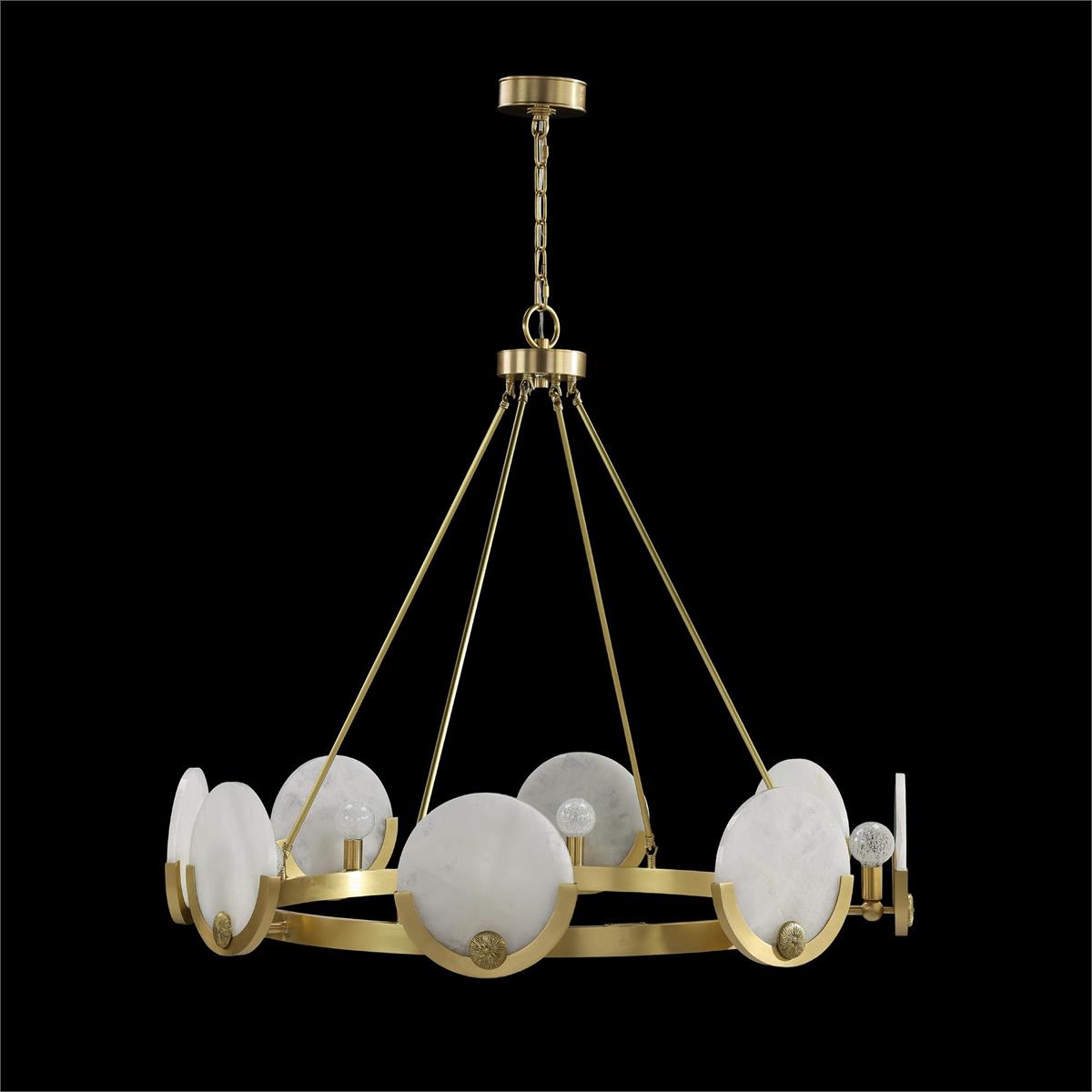 Brushed Brass Alabaster Floral Chandelier