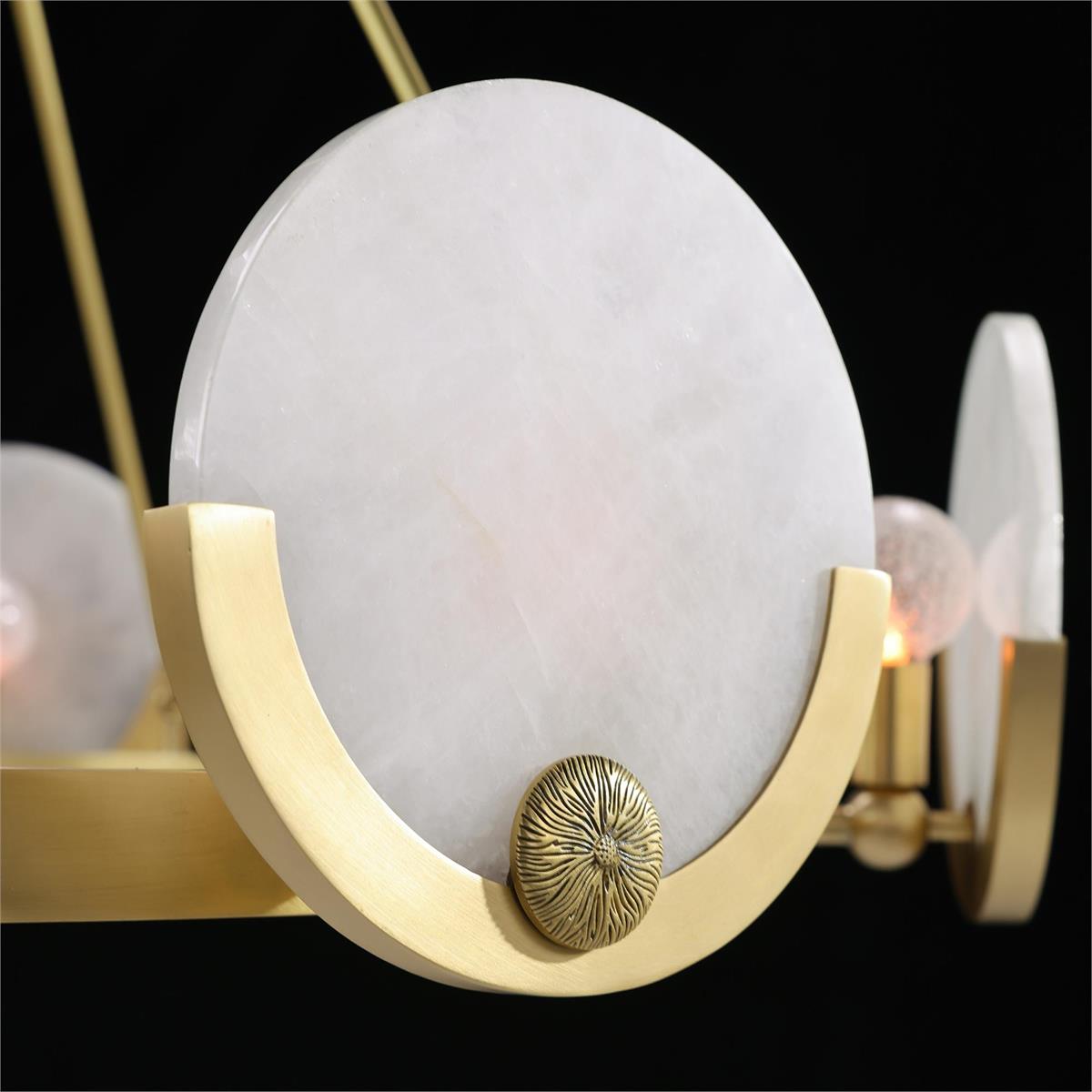Brushed Brass Alabaster Floral Chandelier