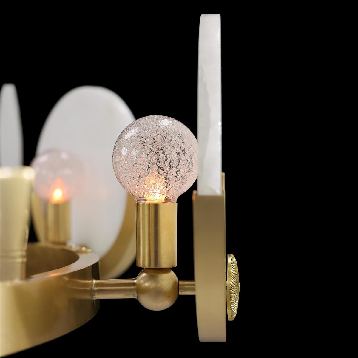Brushed Brass Alabaster Floral Chandelier