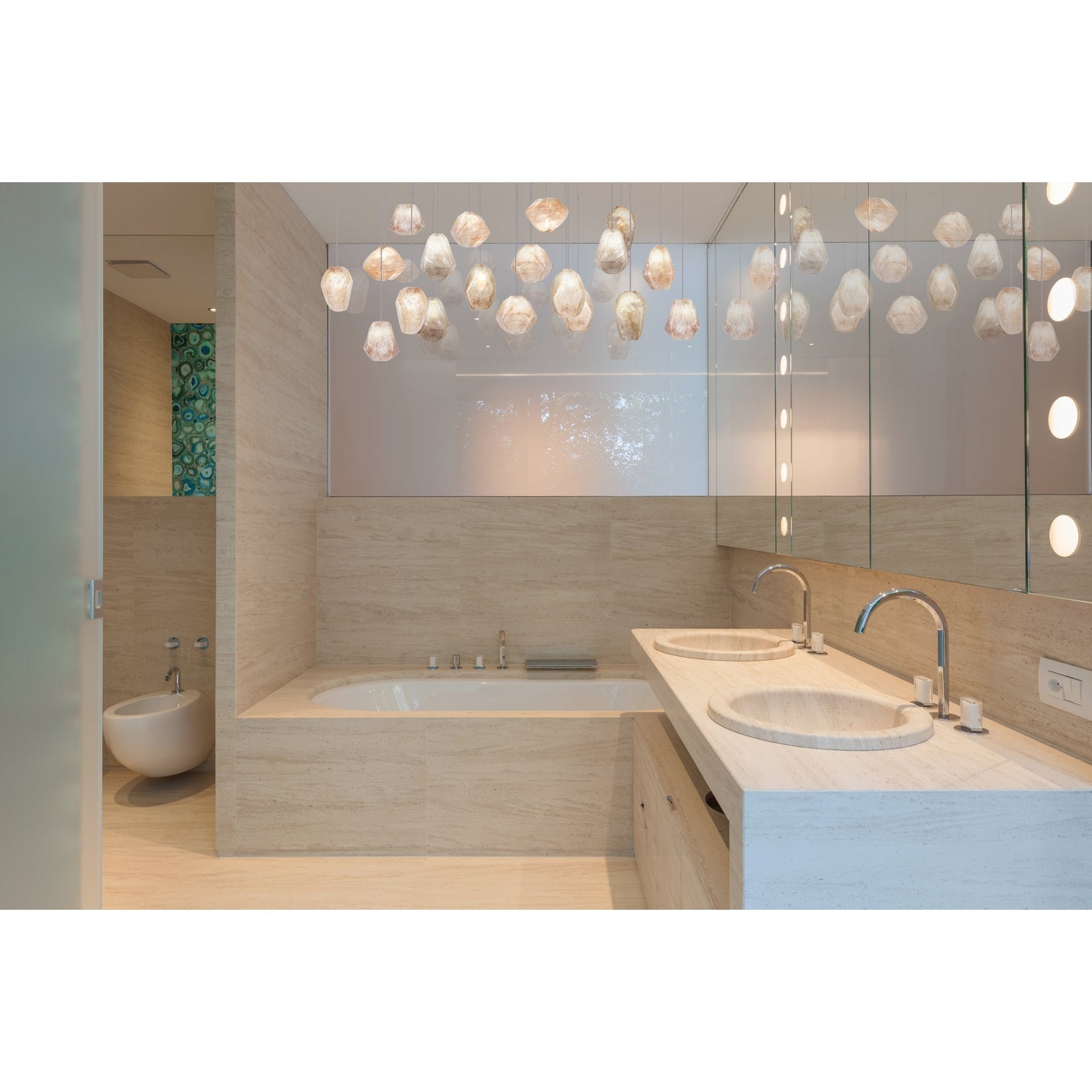 Clear Quartz Linear Glass Pendant