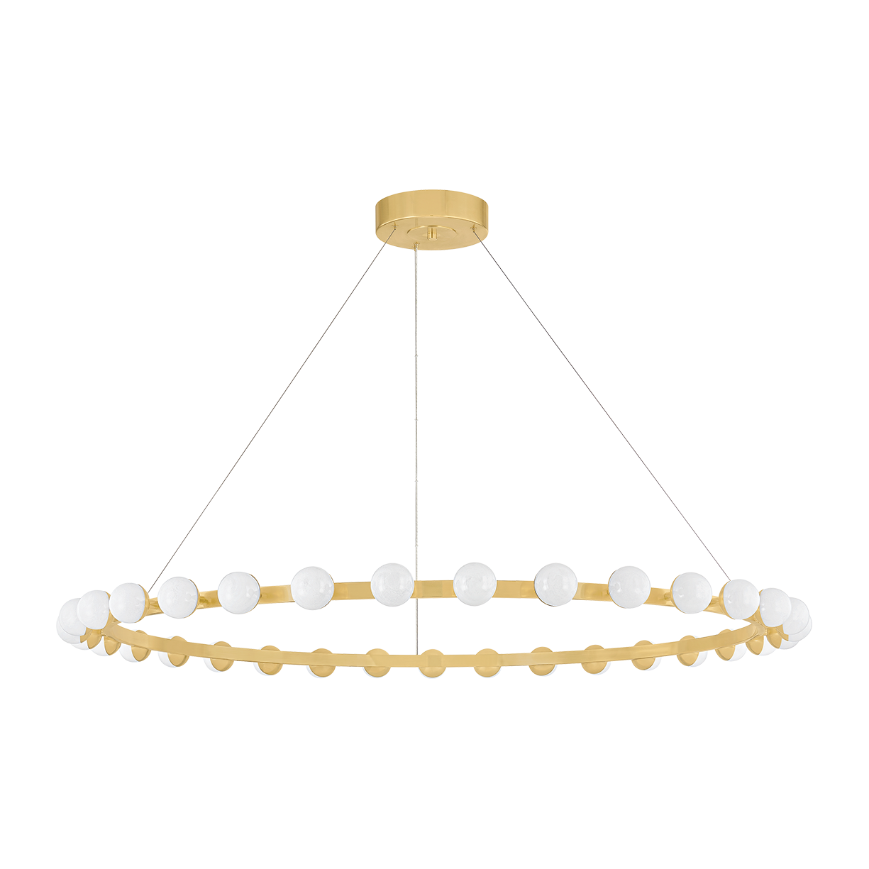 Crackled White Glass Ring Chandelier