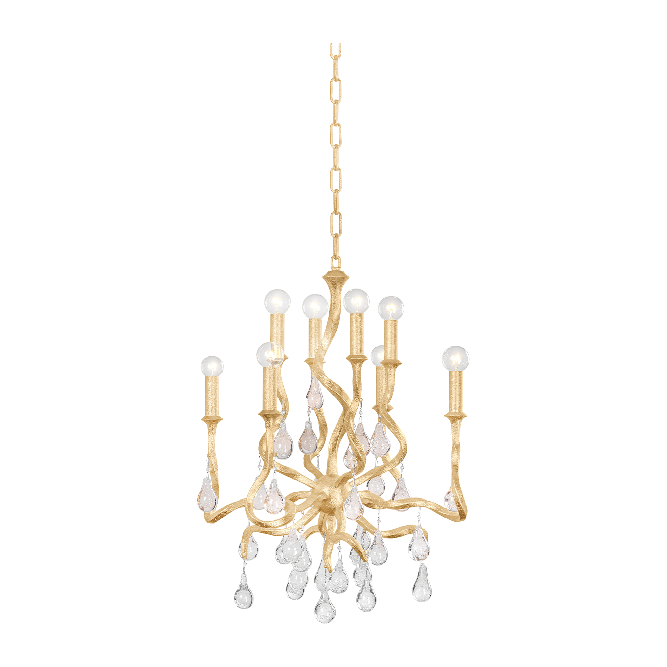 Crystal Drop Swirl Arm Chandelier