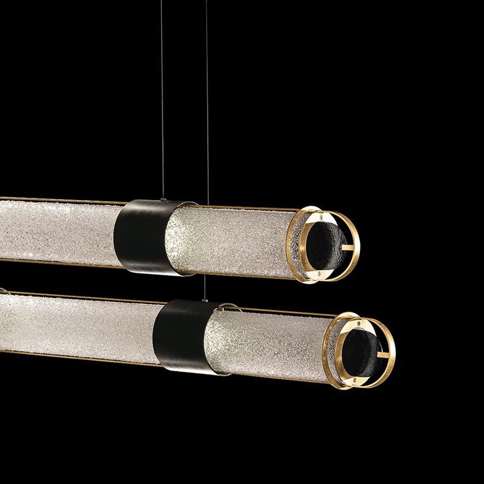 Double Linear Illuminated Glass Pendant