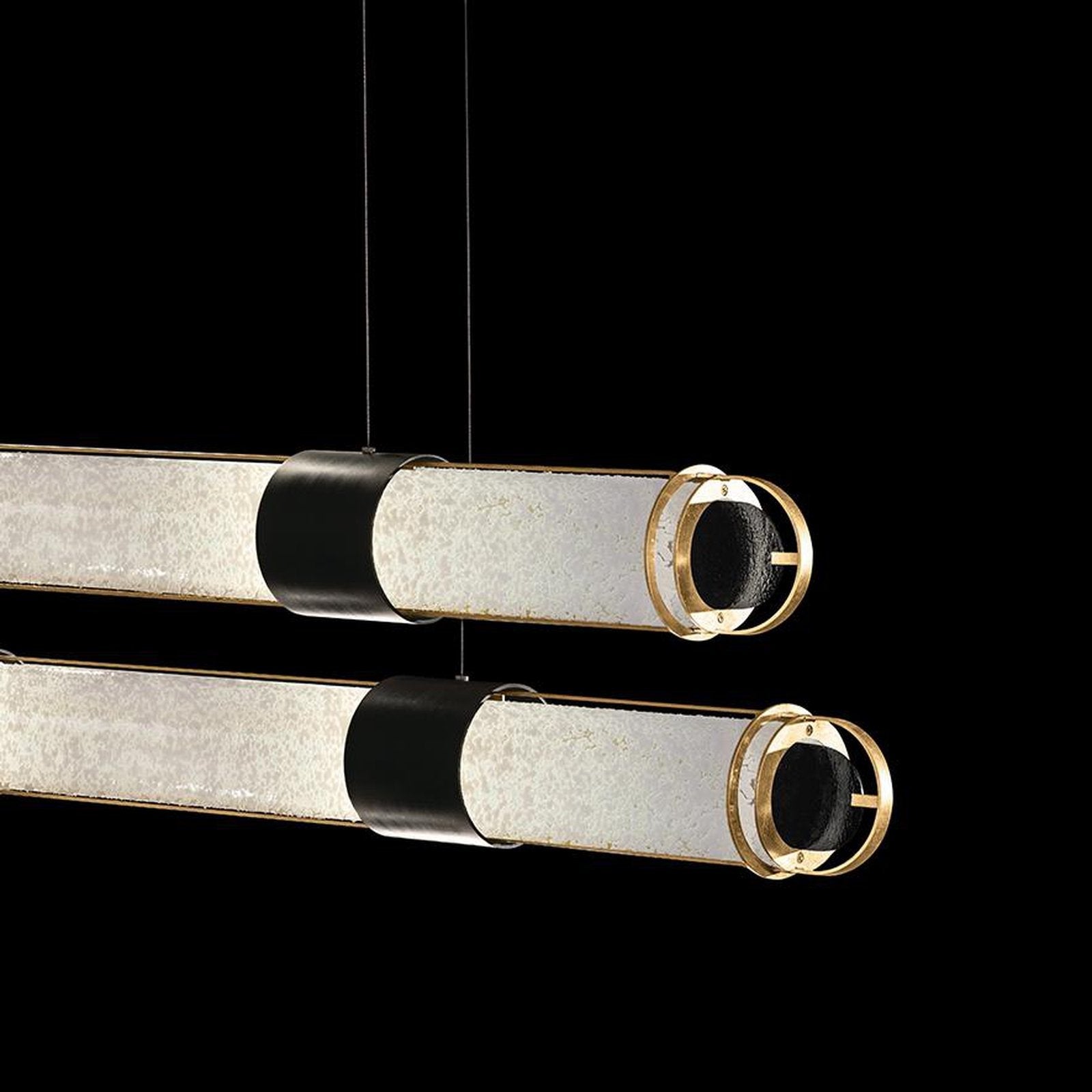 Double Linear Illuminated Glass Pendant