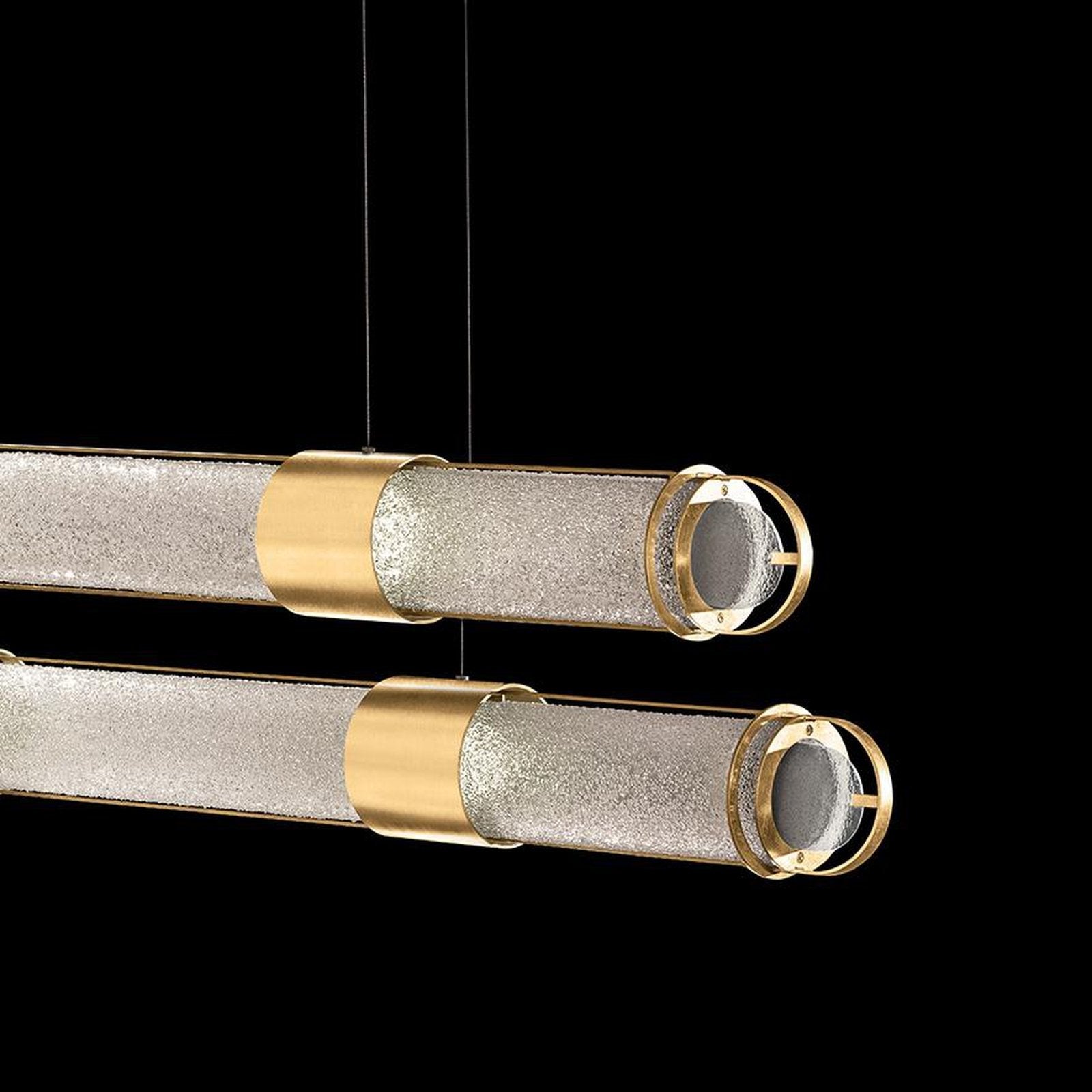 Double Linear Illuminated Glass Pendant