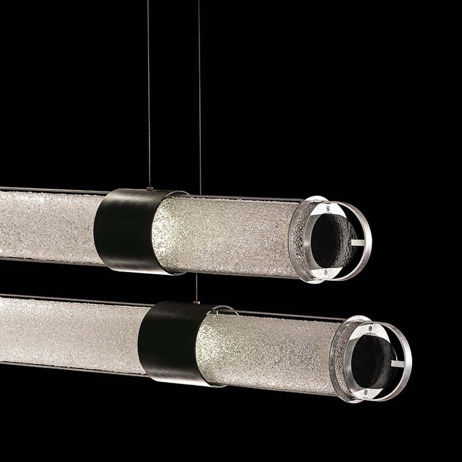 Double Linear Illuminated Glass Pendant