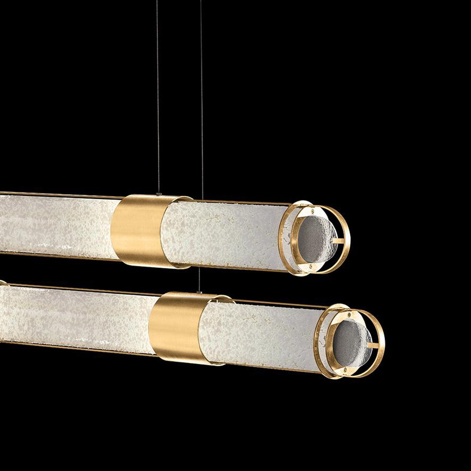 Double Linear Illuminated Glass Pendant
