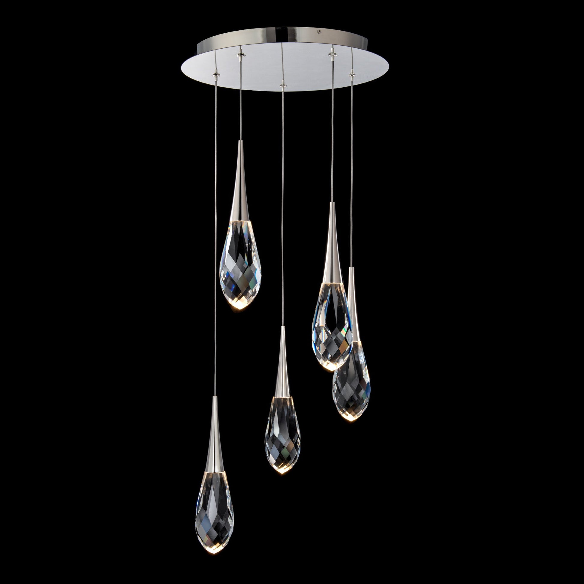 Faceted Crystal Teardrop Cascade Pendant