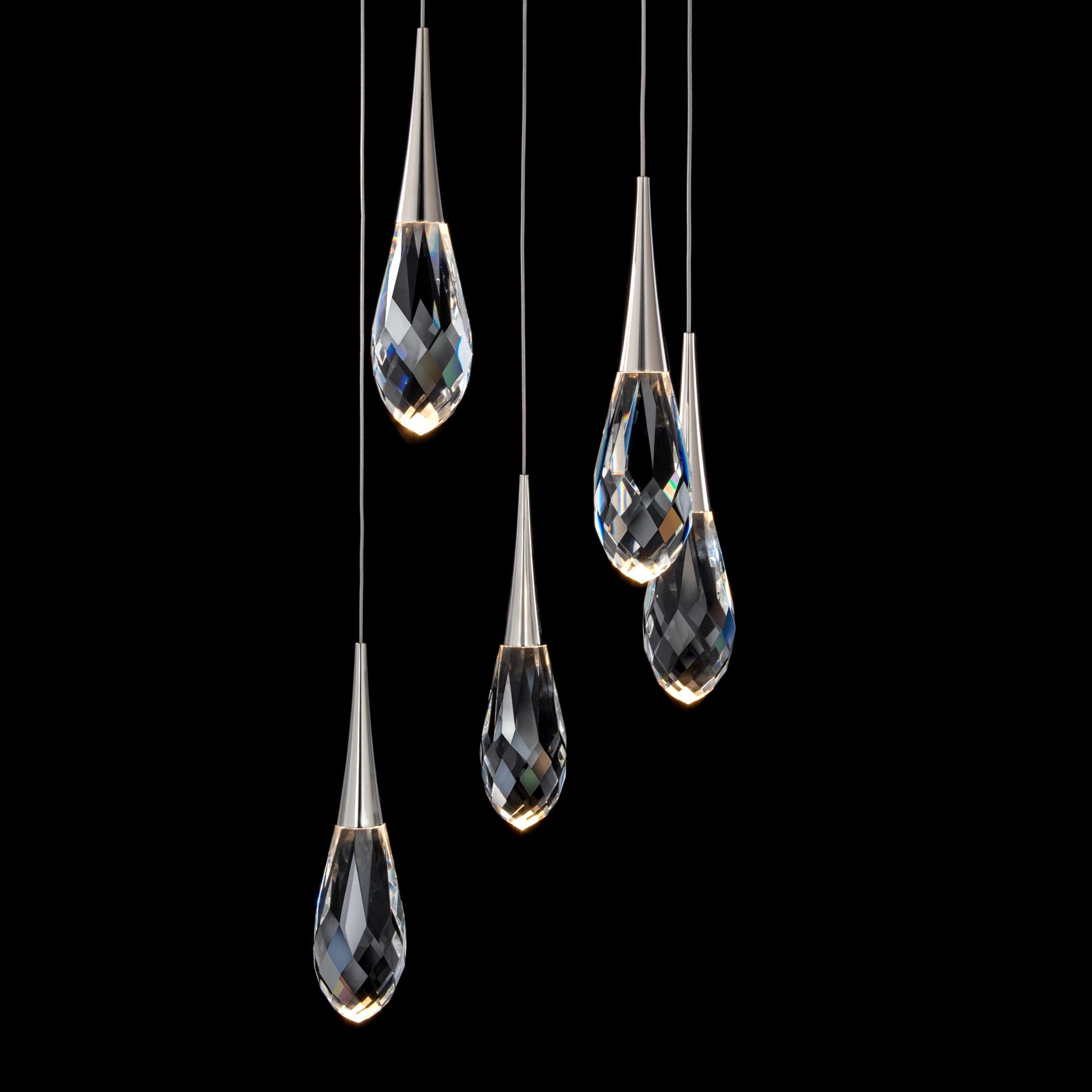 Faceted Crystal Teardrop Cascade Pendant