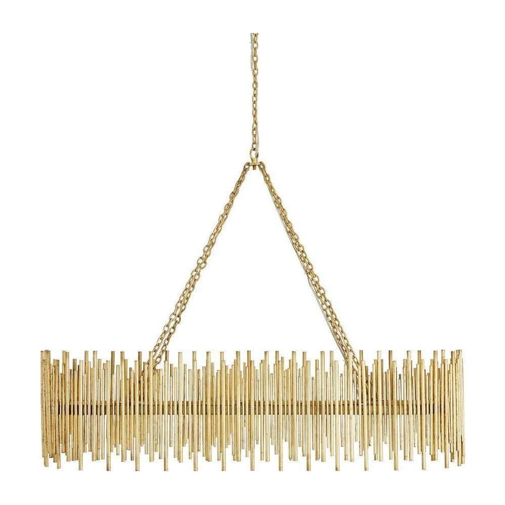 Gold Leaf Rod Oval Chandelier