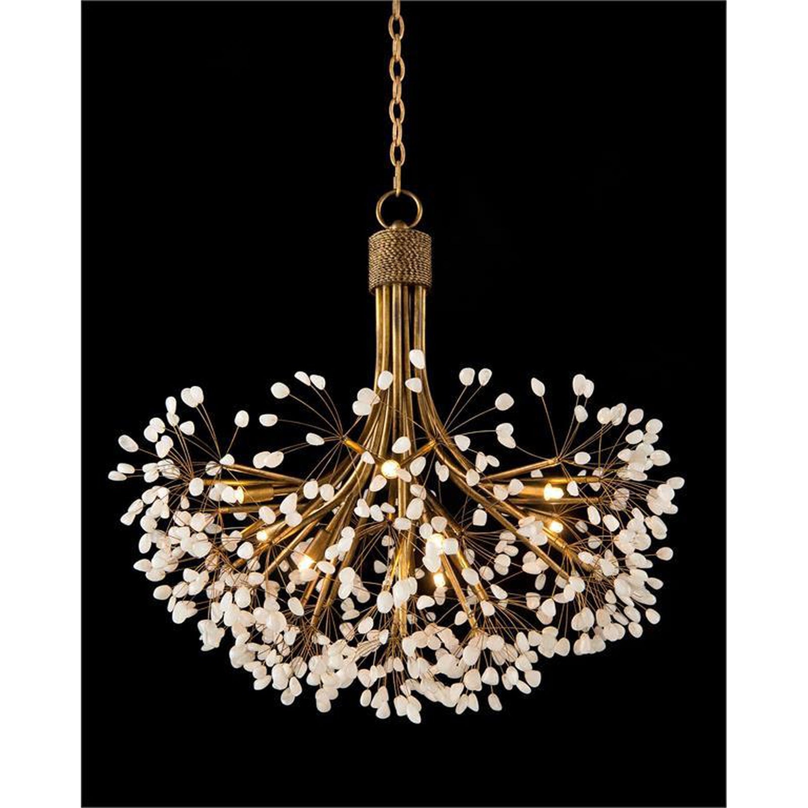 Gold Leaf Waving Quartz Chandelier