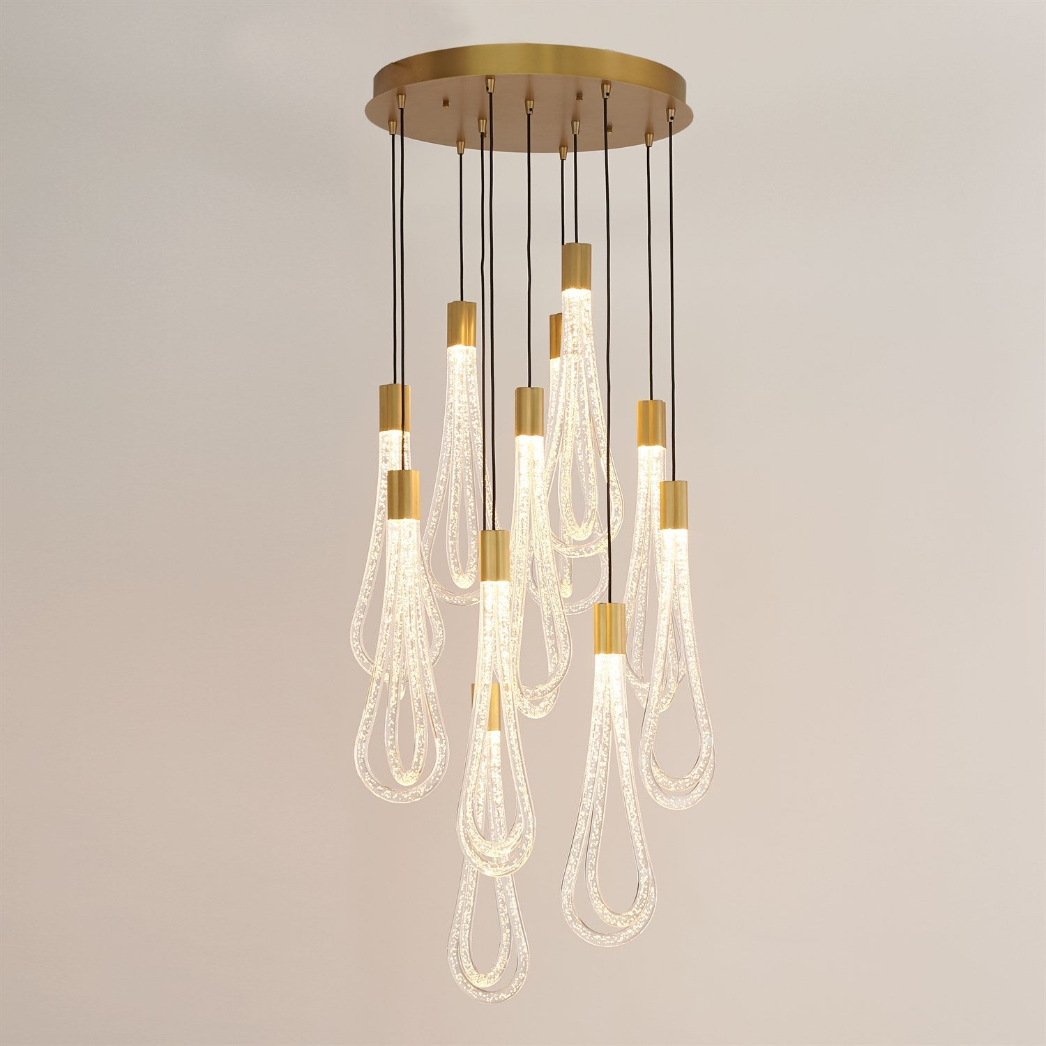 Layered Acrylic Raindrop LED Chandelier