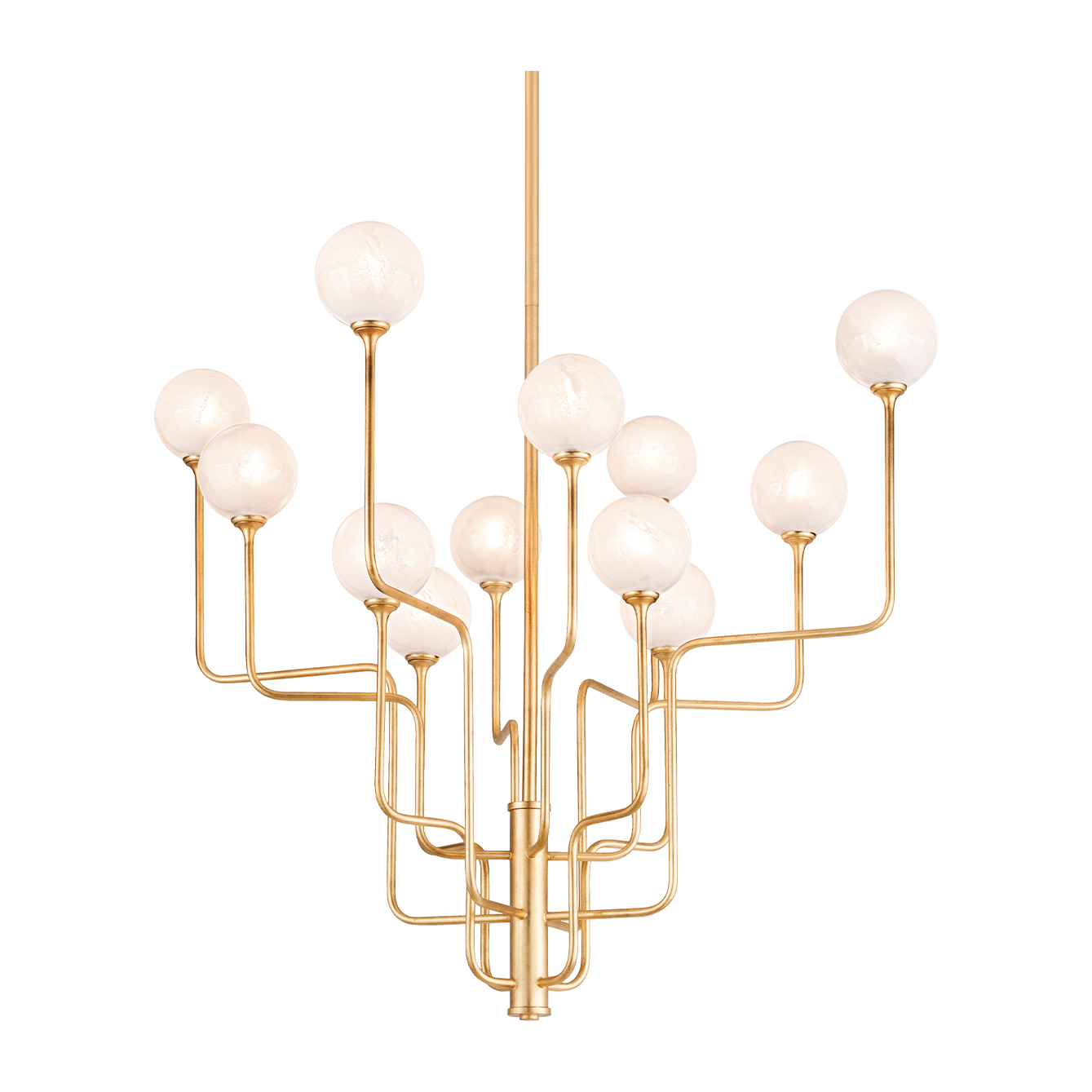 Opal Cloud Glass Vintage Gold Chandelier
