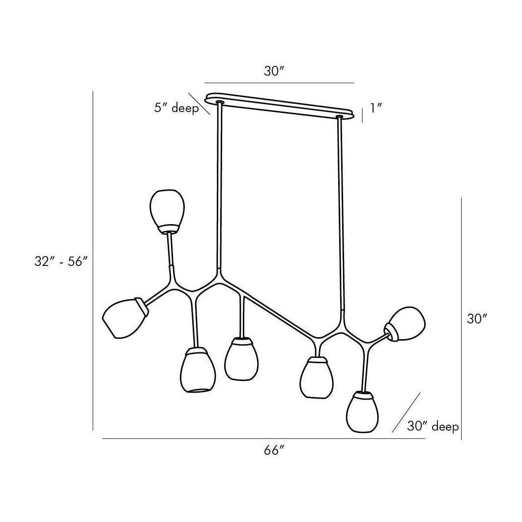 Pivoting Smoke Glass Linear Chandelier