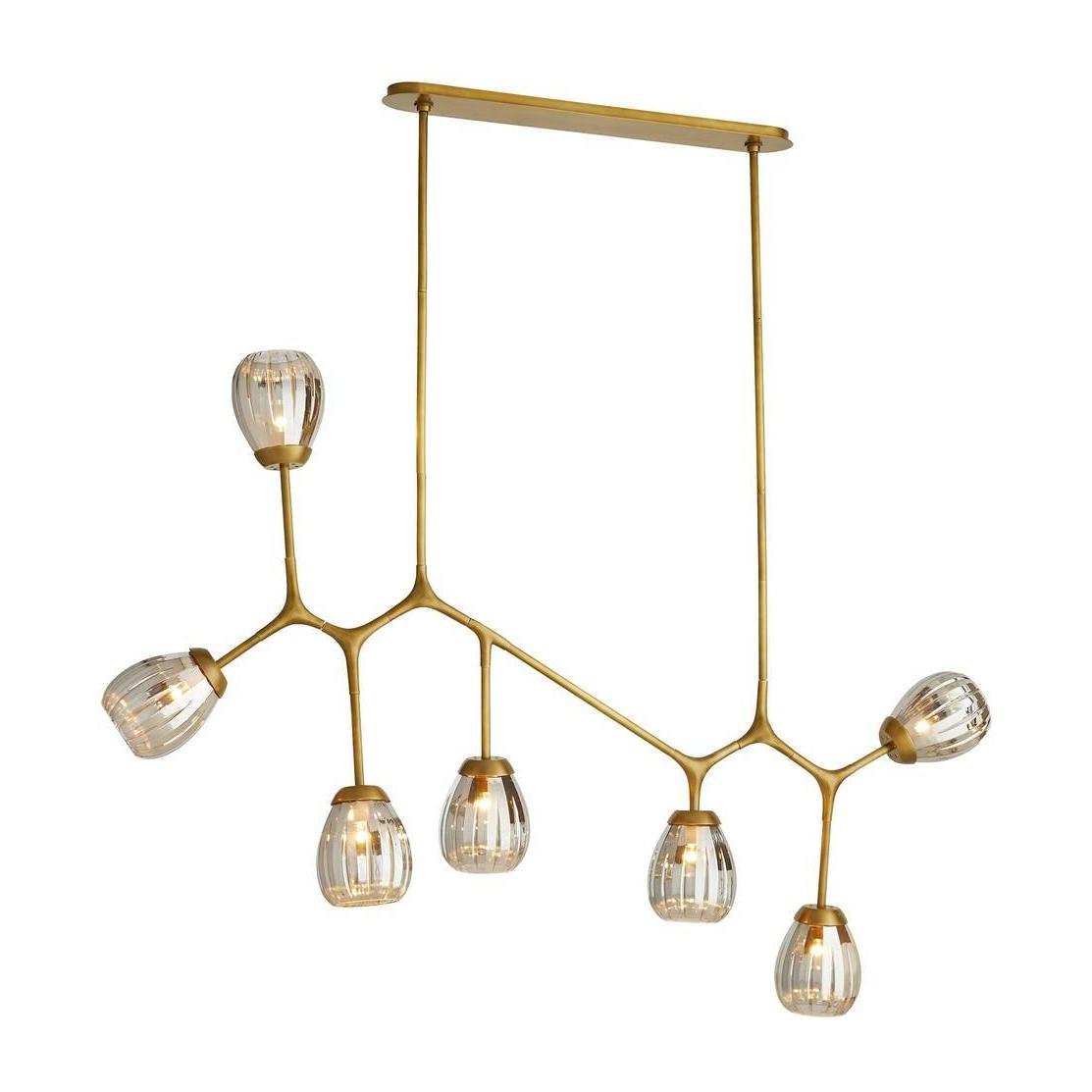 Pivoting Smoke Glass Linear Chandelier