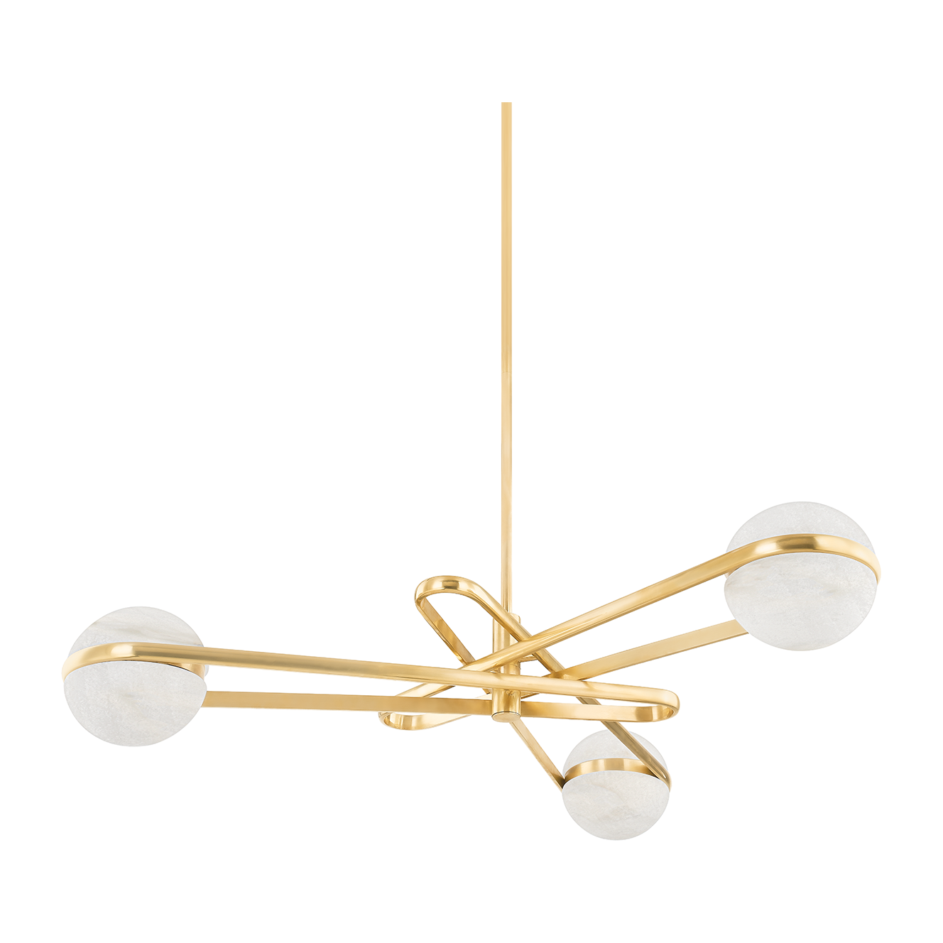 Vintage Brass Alabaster Globe Chandelier