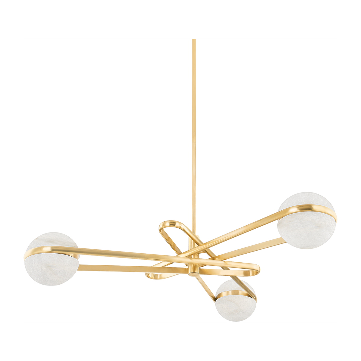 Vintage Brass Alabaster Globe Chandelier