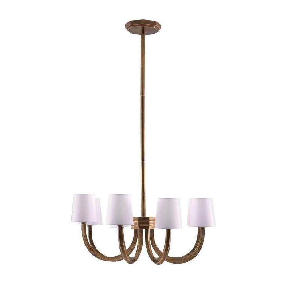 Vintage Brass Microfiber Shade Chandelier