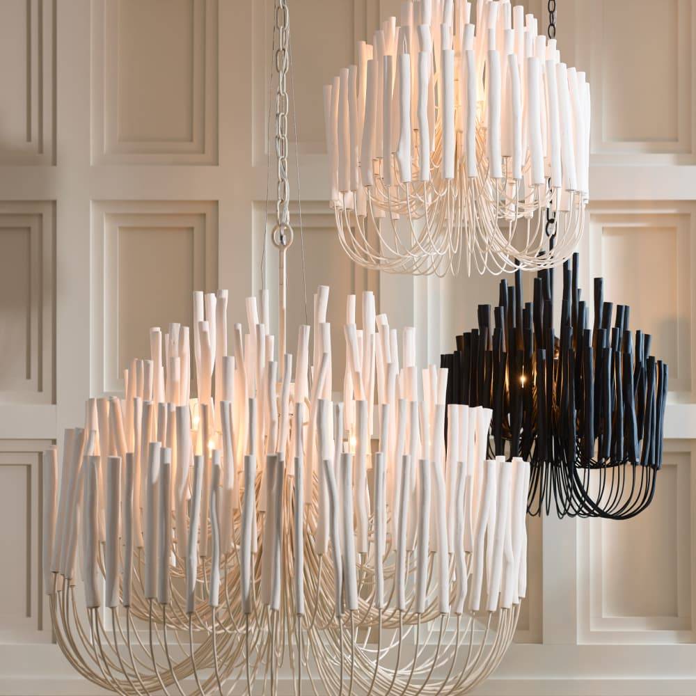 Whitewashed Wood Tiered Chandelier