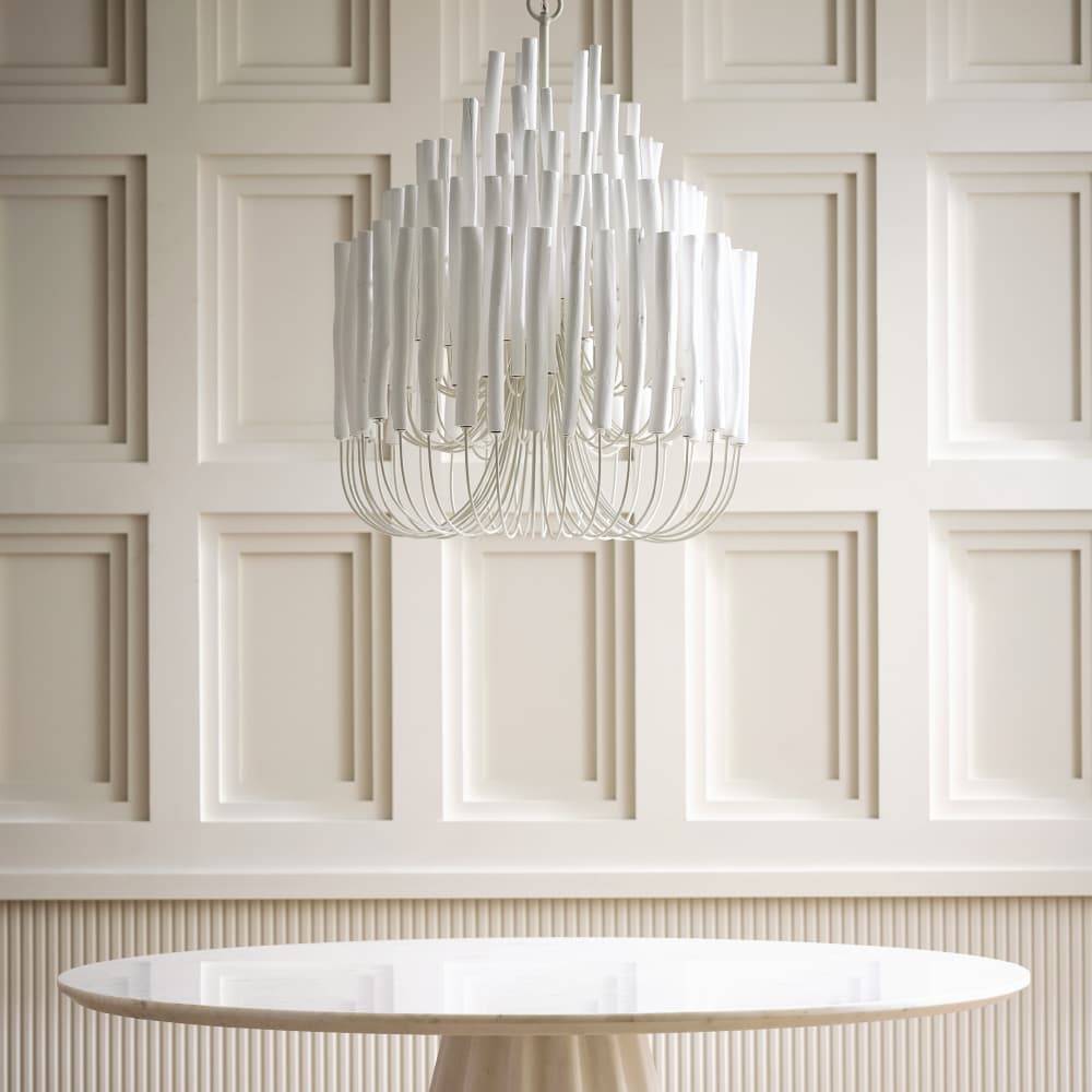 Whitewashed Wood Tiered Chandelier