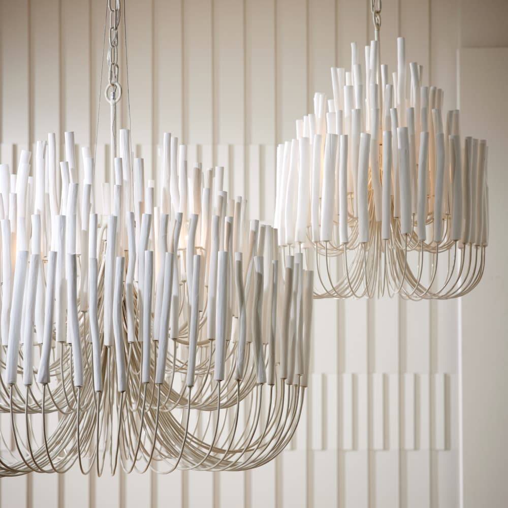 Whitewashed Wood Tiered Chandelier